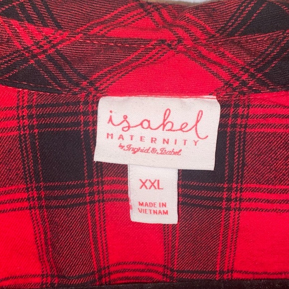 Maternity Plaid Elbow Sleeve Flannel Tunic - Ingrid & Isabel, Red XXL - Picture 3 of 3